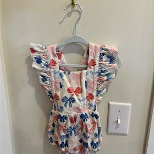 Toddler Girl Patriotic Bow Sunsuit